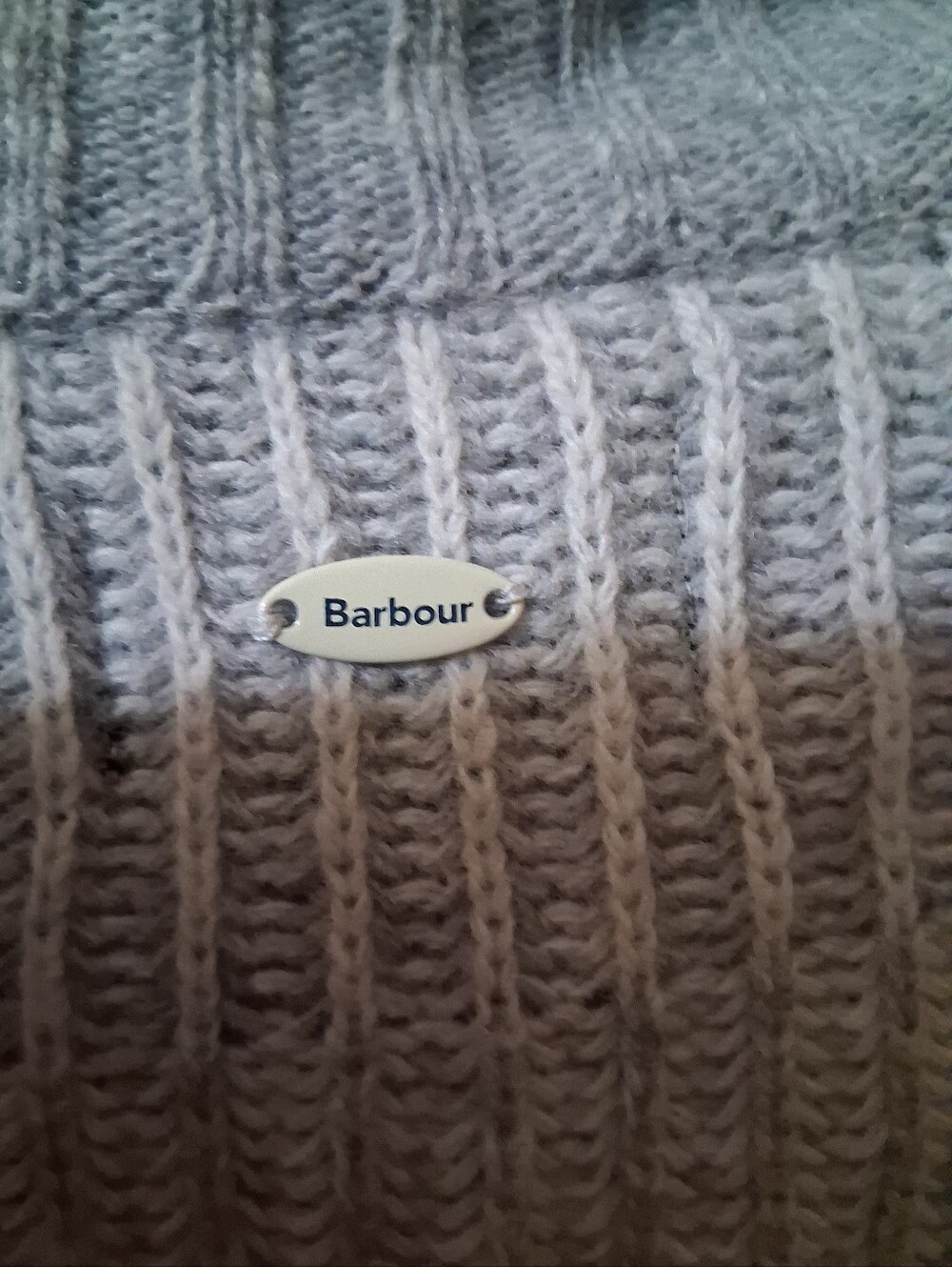 Barbour Gray Ribbed Cowl Neck Poncho Sweater, Wool Blend, Small - Picture 7 of 9